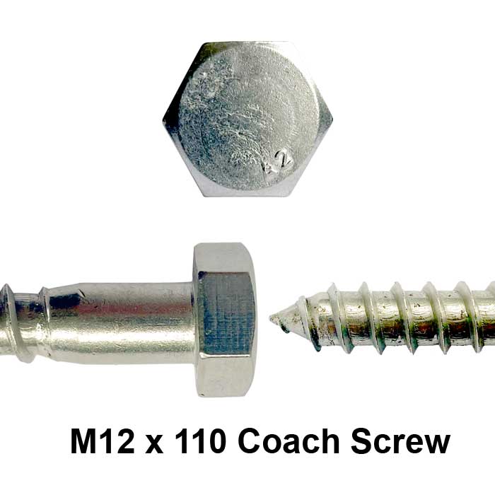 m12 x 110 mm coach screw in close up