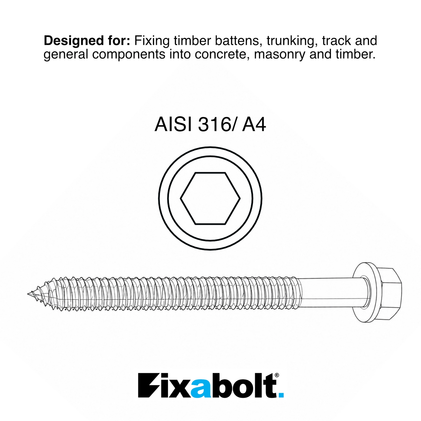 A4 Stainless Steel Bi-Metal Masonry Screws from Fixabolt