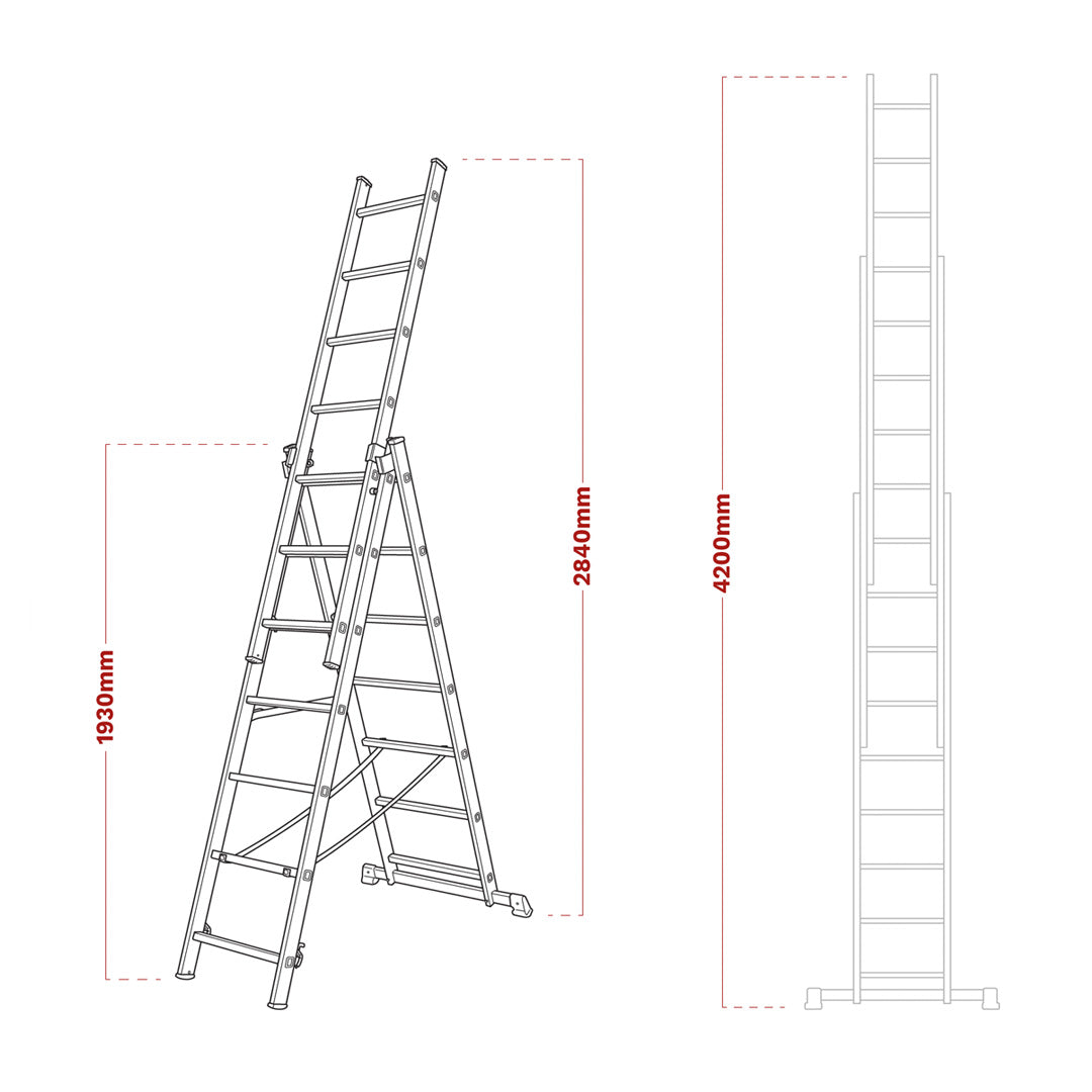 ACL307 extension ladder measurements