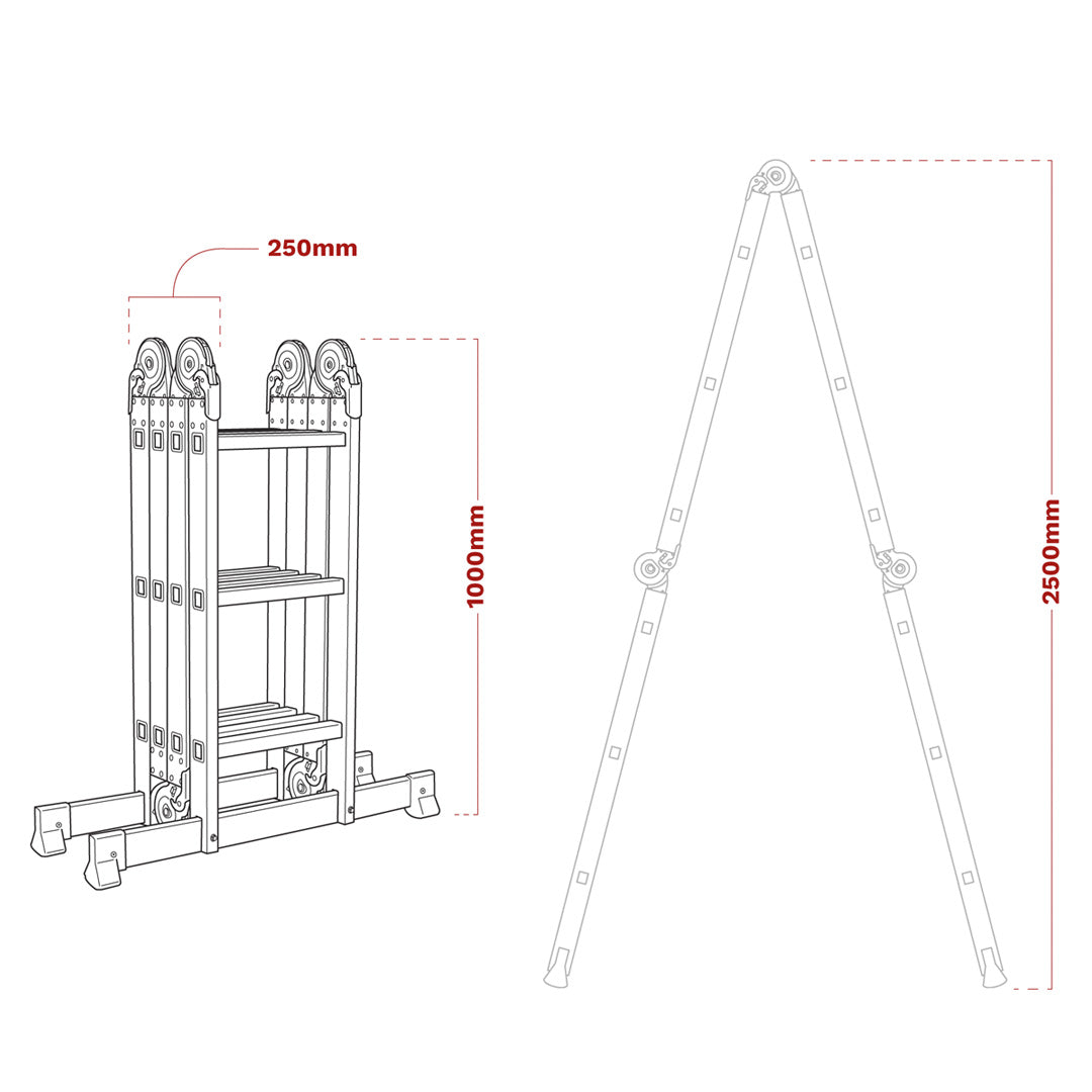 Aluminium 4 Way Folding Platform Ladder - EN 131