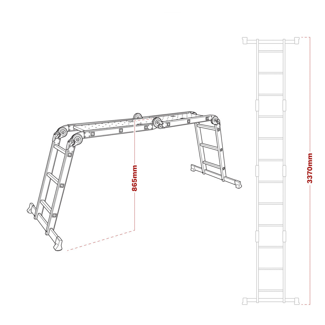 Aluminium 4 Way Folding Platform Ladder - EN 131