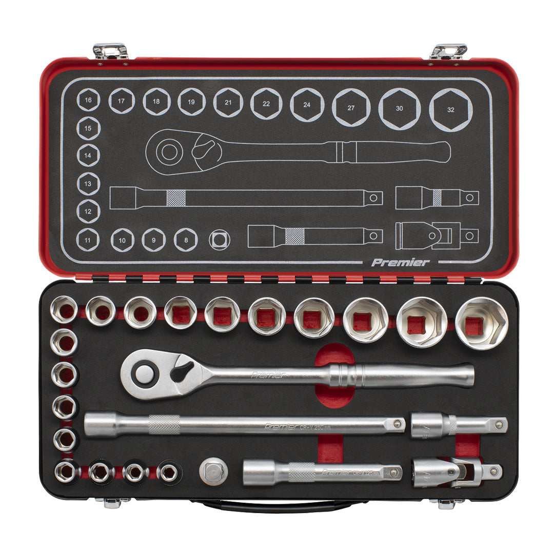 AK7924 Premier Platinum Socket Set 1/2"Sq Drive 24pc