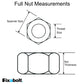 hexagon full nut measurements