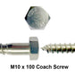 m10x100 coach screw close up