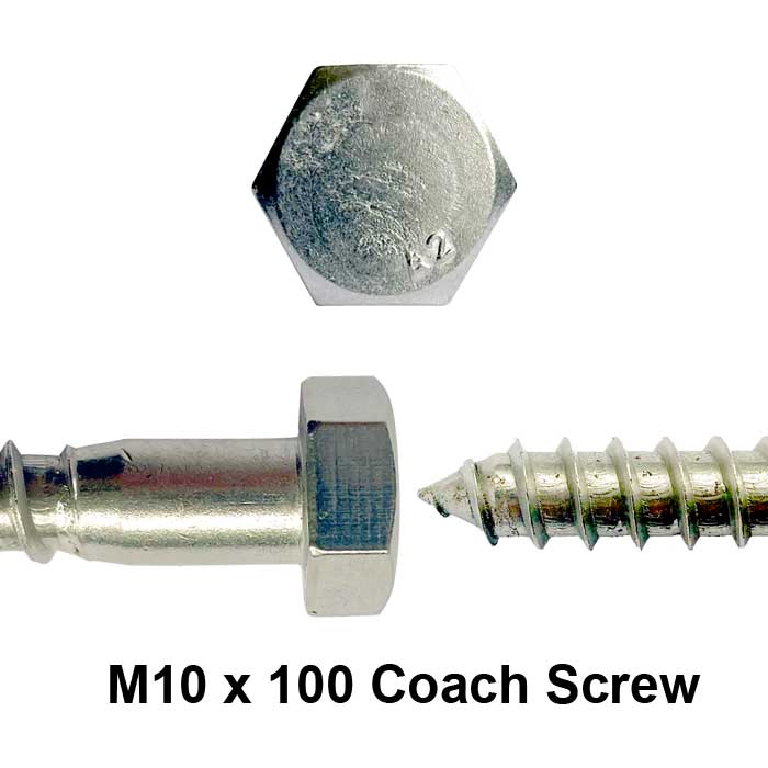 m10x100 coach screw close up