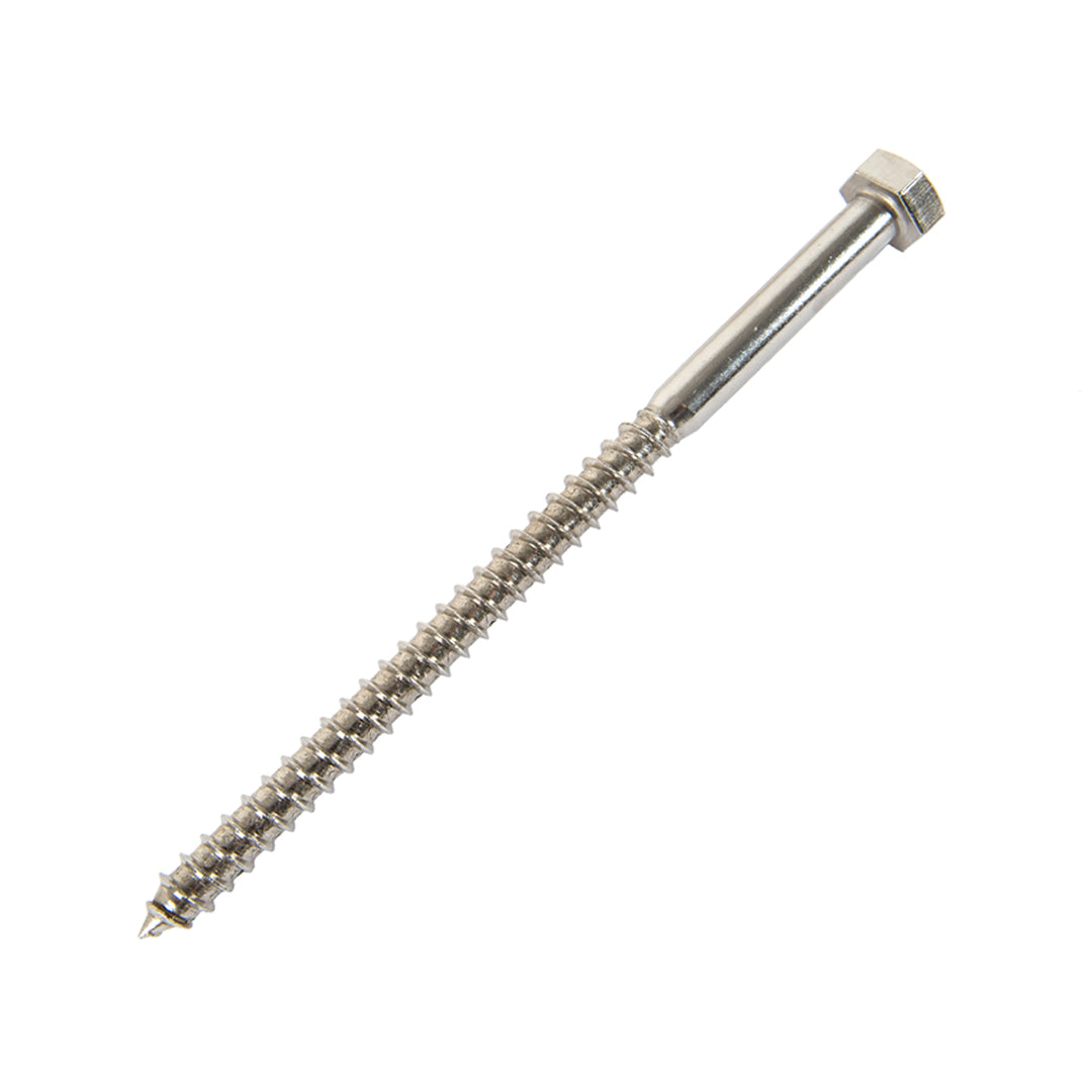 m10 x 160mm coach screw in stainless steel