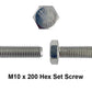 m10 x 200 fully threaded bolt close up