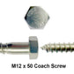 m12 x 50mm coach screw in close up