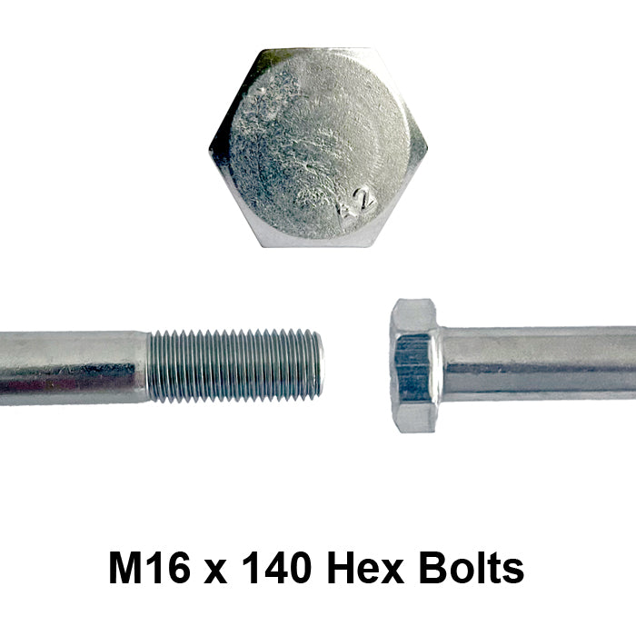 M16 x 140 hex bolts on a white background