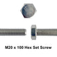 m20 x 100mm hex set measurements