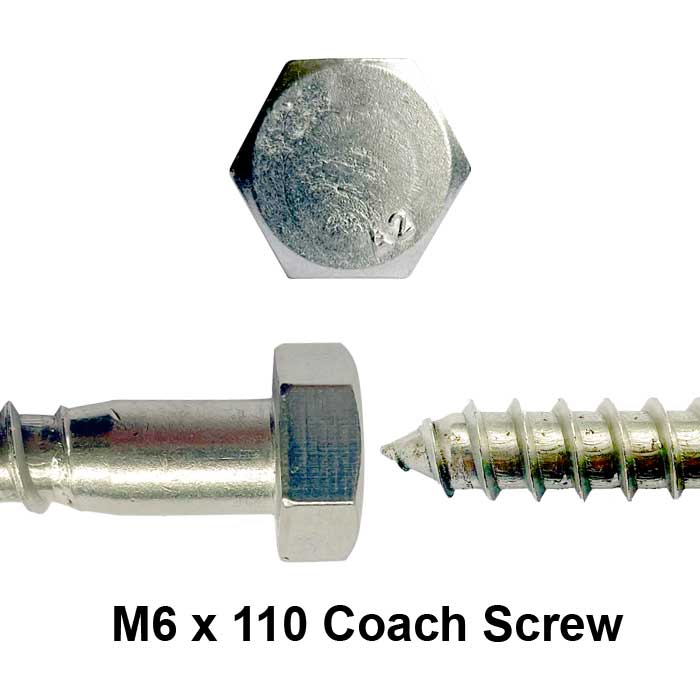 m6 x 120mm coach screw close up