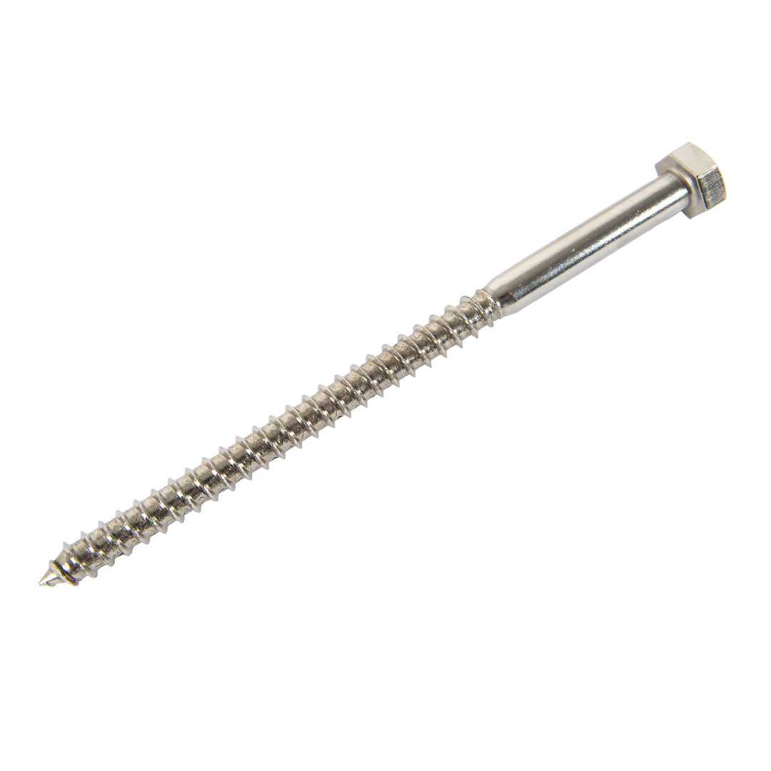 m6 x 120mm coach screw in stainless steel