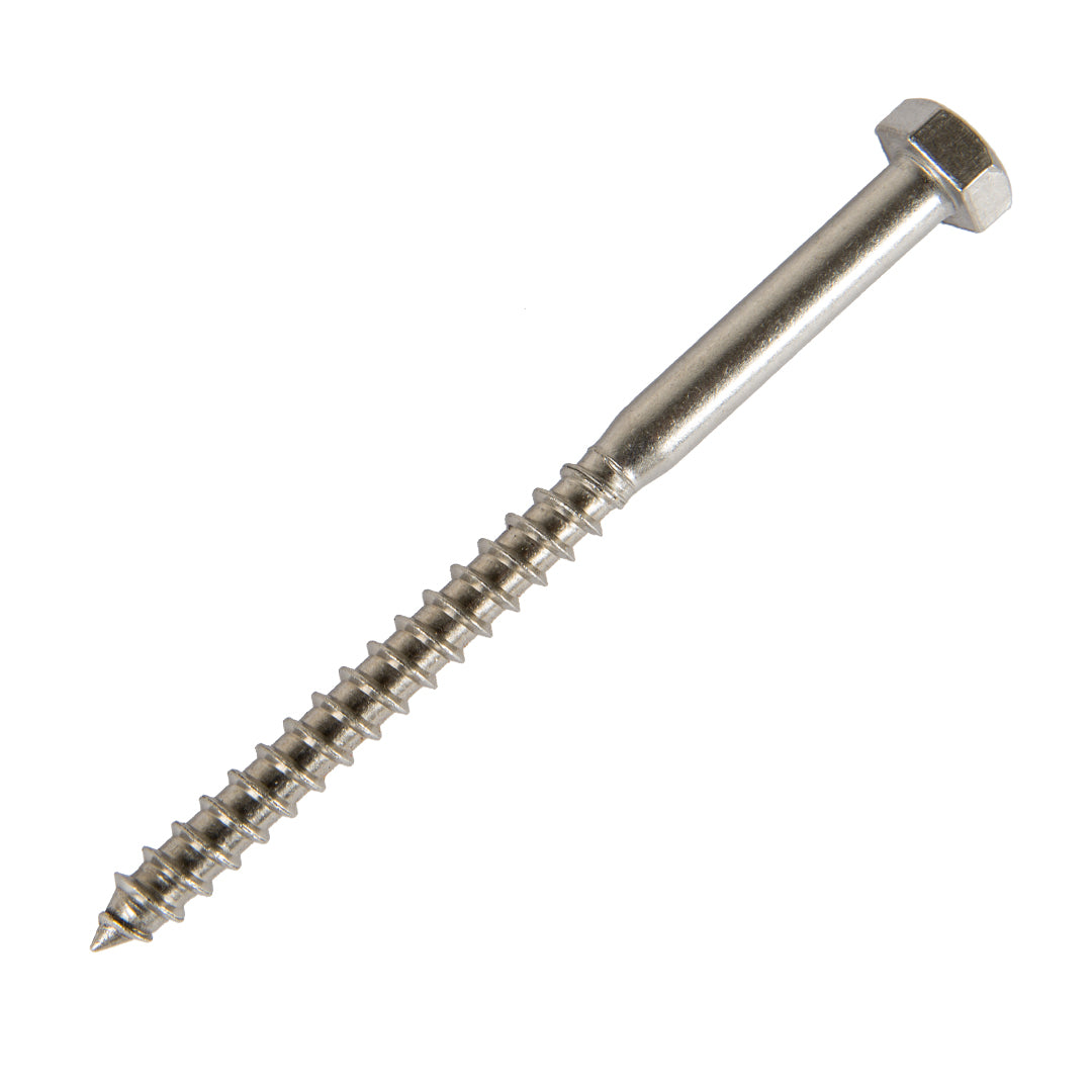 m6 x 140mm coach screw in stainless steel A2