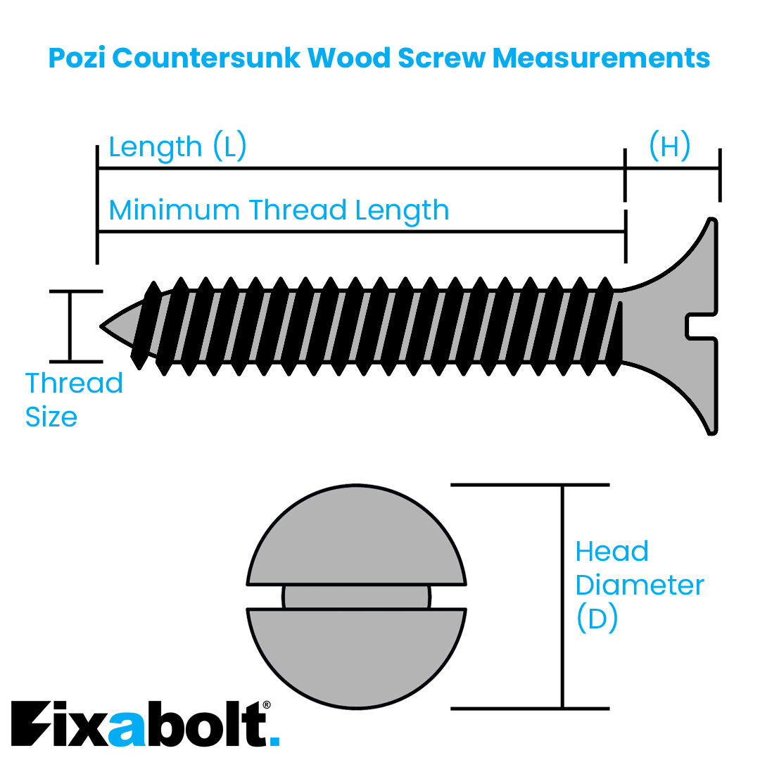 pozi countersunk wood screws measurement