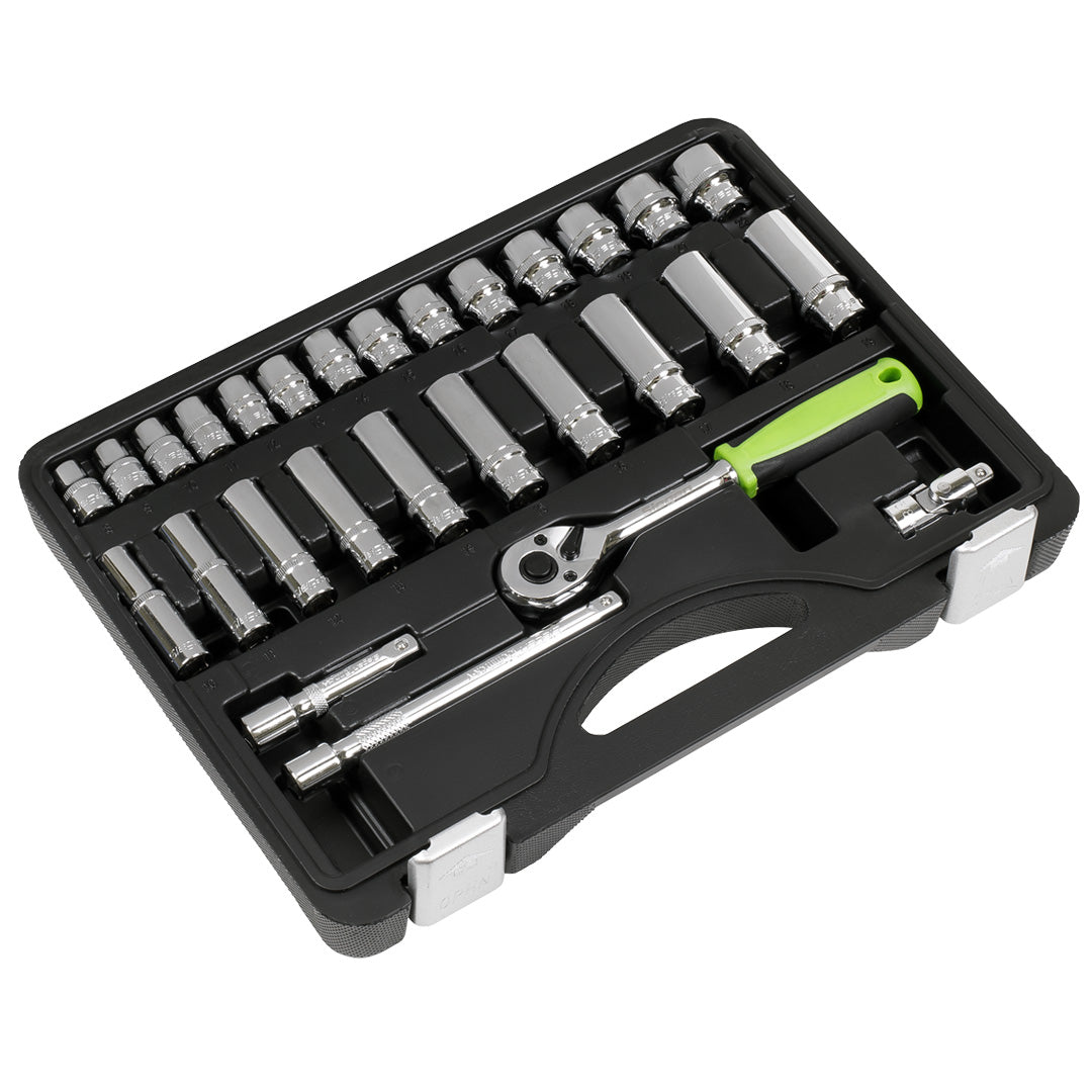 Siegen Socket Set 3/8"Sq Drive 28pc no lid