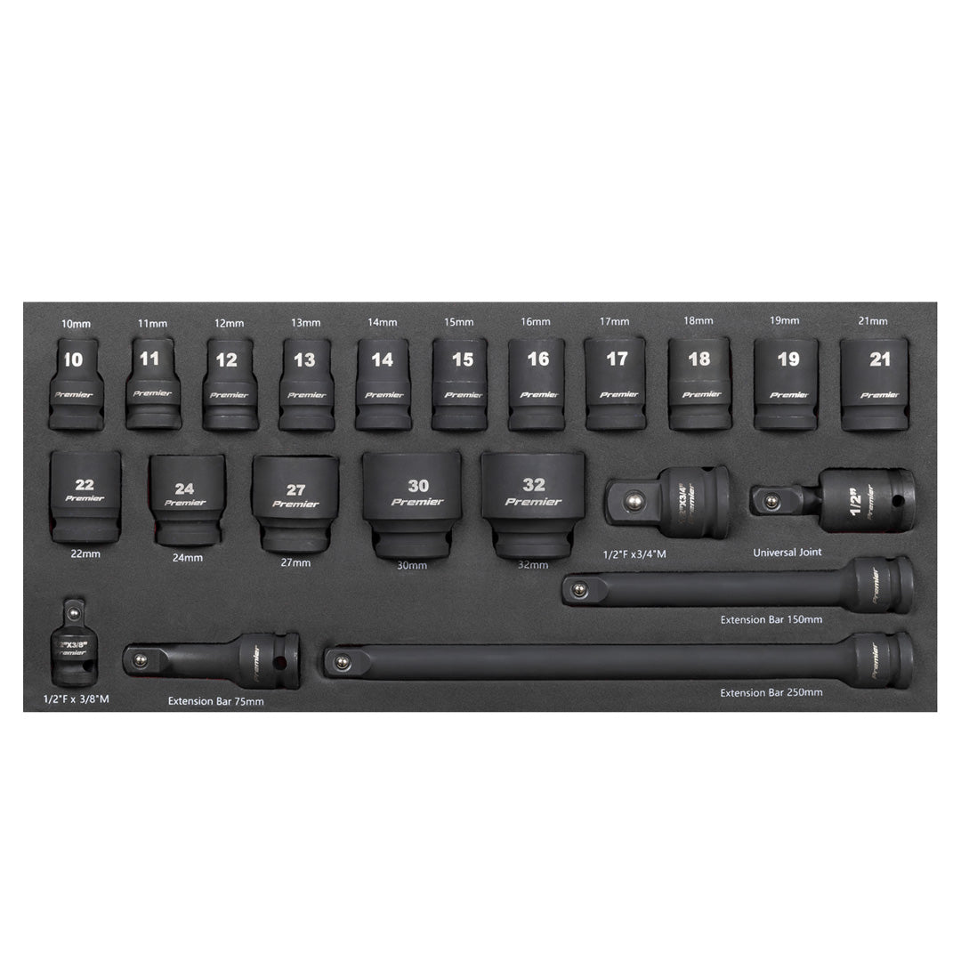 TBT46 Premier Impact Socket Set with Tool Tray 1-2"Sq Drive 22pc