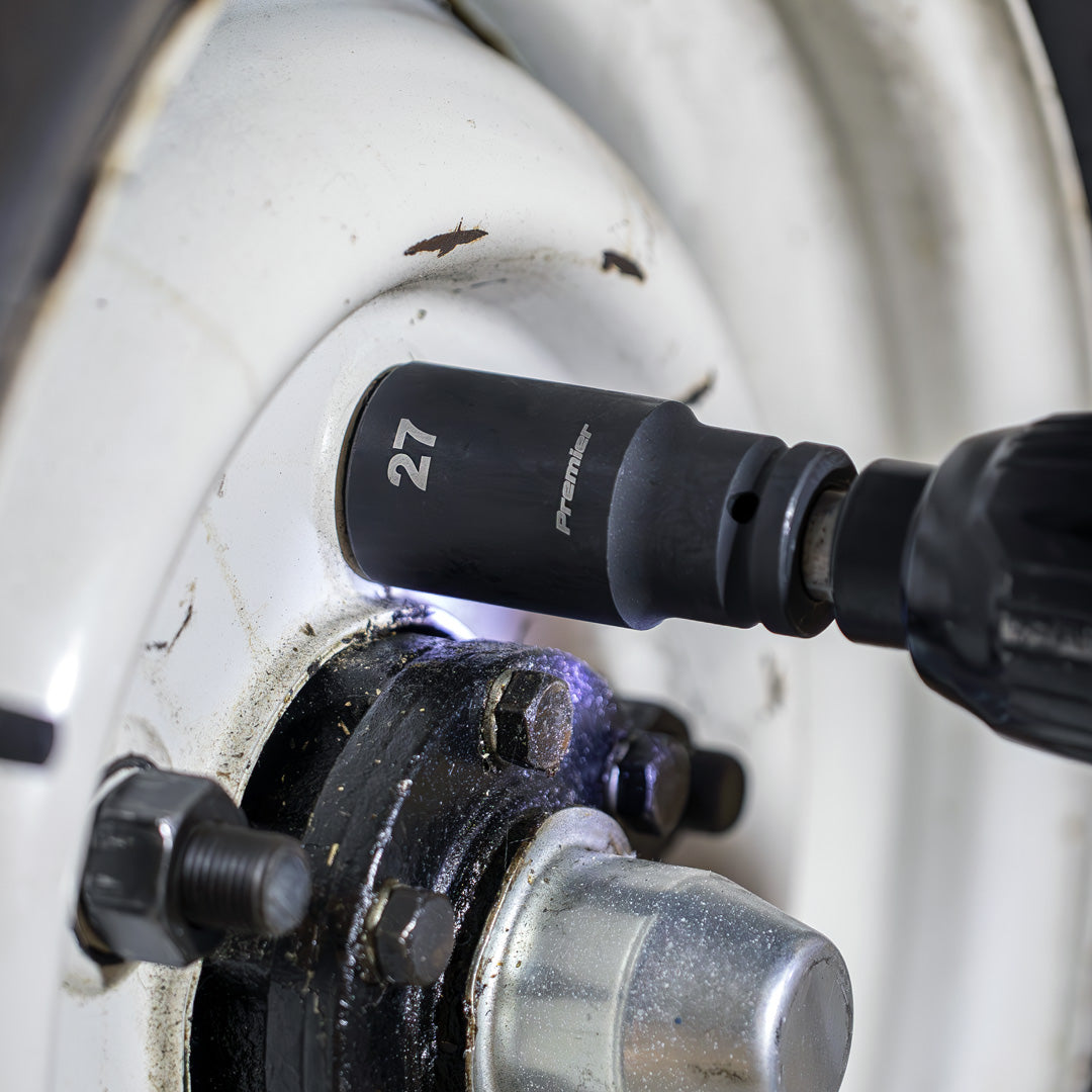 Premier Impact Socket Set with Tool Tray 1-2"Sq Drive 22pc on use on wheel nuts