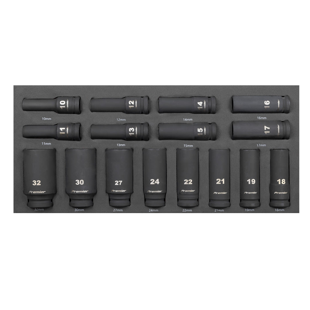 TBT47 Premier Deep Impact Socket Set with Tool Tray 1-2"Sq Drive 16pc