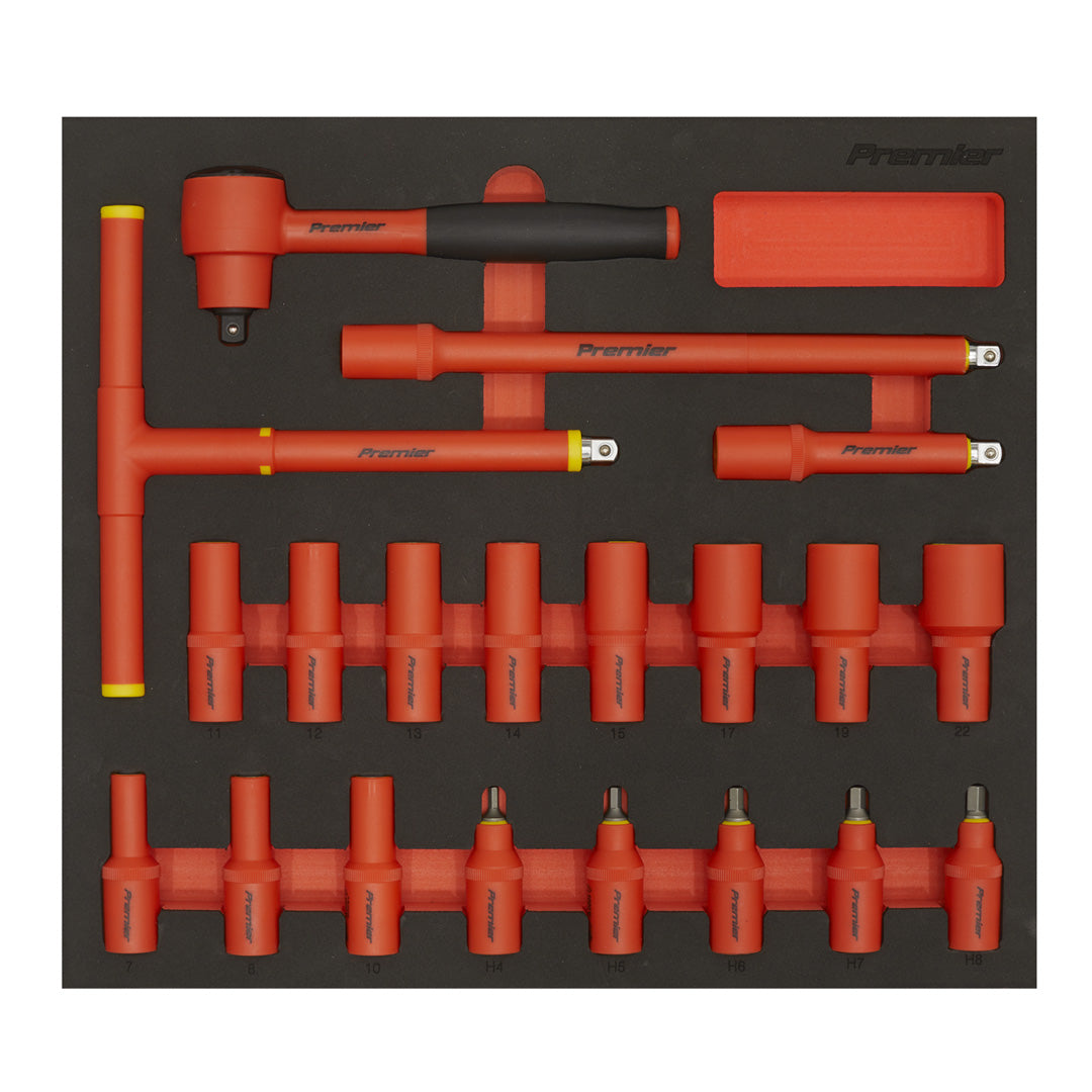 TBTE02 Premier Insulated Socket Set with Tool Tray 3/8"Sq Drive 20pc - VDE Approved