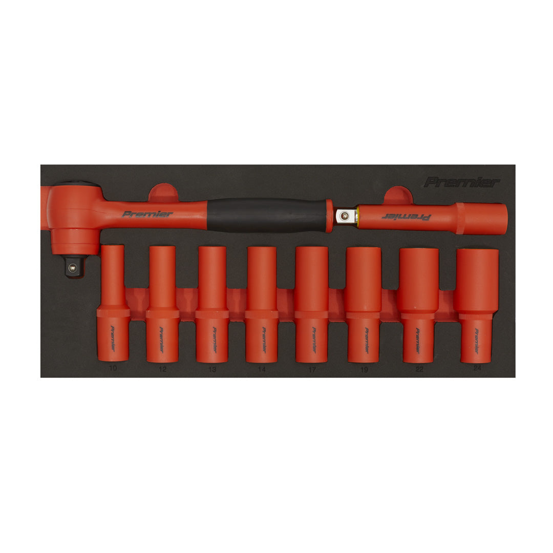 TBTE11 Premier Insulated Socket Set with Tool Tray 1/2"Sq Drive 10pc - VDE Approved