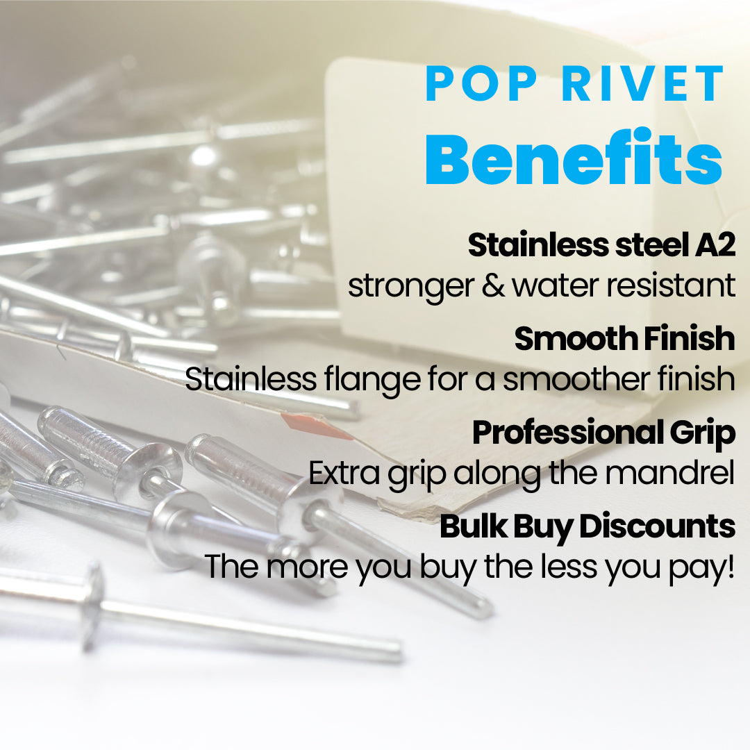 6mm Stainless Steel Pop Rivets (A2 Dome) ISO 15983 DIN 7337, domed