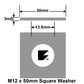 m12 x 50 x 3 square washer measurements