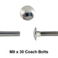 m8 x 30mm coach bolt in close up