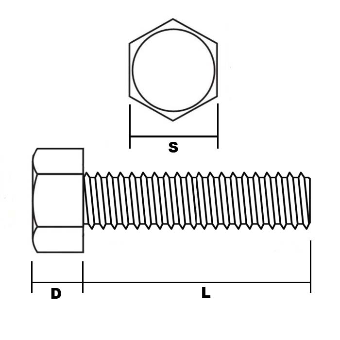M6 x 150mm Fully Threaded Bolt (Set Screw) DIN 933 Stainless Steel